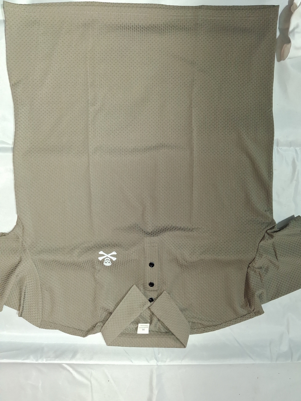 Men's Khaki Short-Sleeve Polo Shirt with Subtle Texture